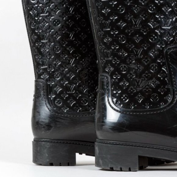 Louis Vuitton Black Monogram Splash High Rain Boots - Picture 7 of 10